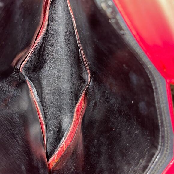 Vintage Charles Jourdan Envelope Crossbody Purse Red Holiday Evening Handbag - Picture 5 of 5